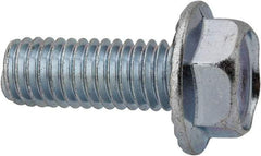 Value Collection - 3/8-16 UNC, 1" Length Under Head, Hex Drive Flange Bolt - 1" Thread Length, Grade 2 Steel, Serrated Flange, Zinc-Plated Finish - Top Tool & Supply