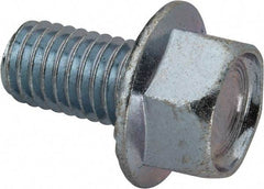 Value Collection - 1/2-13 UNC, 7/8" Length Under Head, Hex Drive Flange Bolt - 7/8" Thread Length, Grade 2 Steel, Serrated Flange, Zinc-Plated Finish - Top Tool & Supply