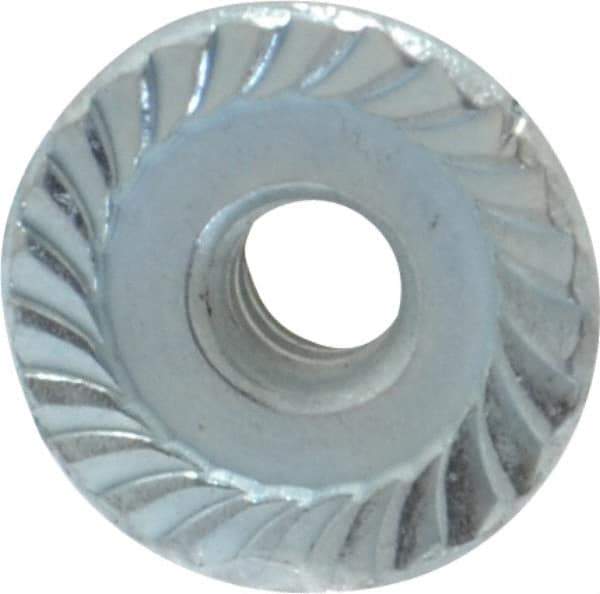 Value Collection - #6-32, 27/64" Flange Diam, Serrated Flange Nut - Grade Grade 2 Steel, Zinc-Plated Finish, 0.171" Flange Height - Top Tool & Supply