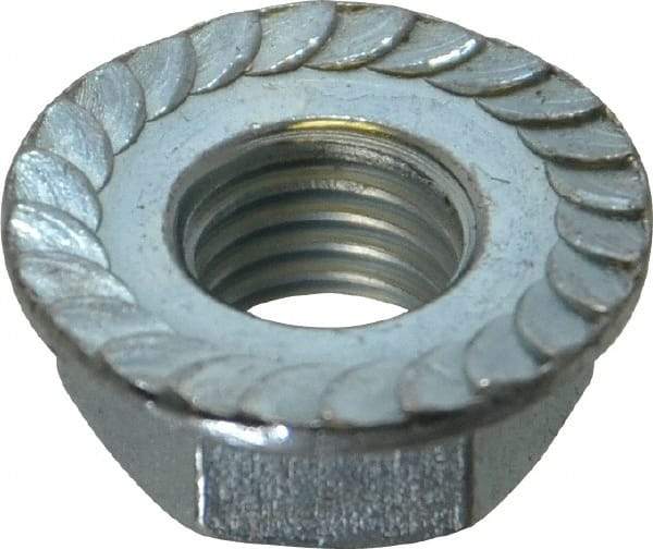 Value Collection - 5/16-24, 0.68" Flange Diam, Serrated Flange Nut - Grade Grade 2 Steel, Zinc-Plated Finish, 0.283" Flange Height - Top Tool & Supply