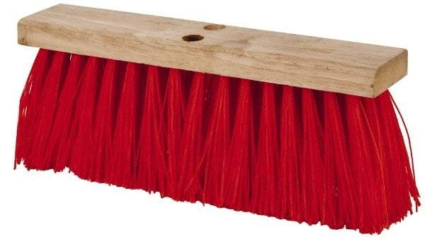 PRO-SOURCE - 16" Rough Surface Synthetic Push Broom - 3-1/4" Bristle Length, Wood Block, Tapered Handle Connection, Handle Sold Separately - Top Tool & Supply