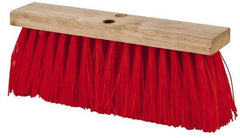 PRO-SOURCE - 16" Rough Surface Synthetic Push Broom - 3-1/4" Bristle Length, Wood Block, Tapered Handle Connection, Handle Sold Separately - Top Tool & Supply