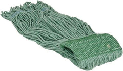 PRO-SOURCE - 5" Green Head Band, Large Blended Fiber Loop End Mop Head - 4 Ply, Clamp Jaw Connection, Use for General Purpose - Top Tool & Supply