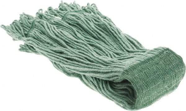 PRO-SOURCE - 5" Green Head Band, X-Large Blended Fiber Loop End Mop Head - 4 Ply, Clamp Jaw Connection, Use for General Purpose - Top Tool & Supply