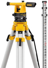 DeWALT - 20x Magnification, 5 to 200 Ft. Measuring Range, Transit Optical Level Kit - Accuracy 1/4 Inch at 100 Ft., Kit Includes Aluminum Tripod with Quick Adjust Legs - Top Tool & Supply