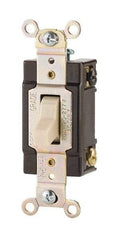 Cooper Wiring Devices - 3 Pole, 120 to 277 VAC, 20 Amp, Commercial Grade, Toggle, Wall and Dimmer Light Switch - 1.3 Inch Wide x 4.2 Inch High, Fluorescent - Top Tool & Supply