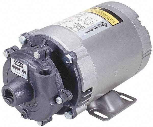 American Machine & Tool - 115/230 Volt, 1 Phase, 3/4 HP, Cast Iron Straight Pump - 1-1/4 Inch Inlet, 1 Inch Outlet, 58 Max Head psi, Bronze Impeller - Top Tool & Supply