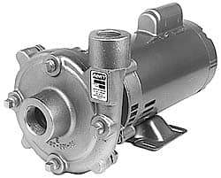 American Machine & Tool - 115/230 Volt, 1 Phase, 1/2 HP, Cast Iron Straight Pump - 1-1/4 Inch Inlet, 1 Inch Outlet, 86 Max Head psi, Bronze Impeller - Top Tool & Supply