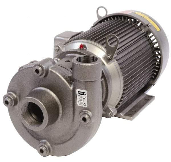 American Machine & Tool - 230/460V Volt, 3 Phase, 5 HP, Cast Iron Straight Pump - 2 Inch Inlet, 1-1/2 Inch Outlet, 115 Max Head psi, Stainless Steel Impeller, Buna-N Seal - Top Tool & Supply