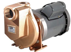 American Machine & Tool - 115/230 Volt, 1 Phase, 3/4 HP, Self Priming Pump - 1-1/2 Inch Inlet, 52 Head Pressure, Bronze and Cast Iron Housing, Bronze Impeller, PTFE Seal - Top Tool & Supply