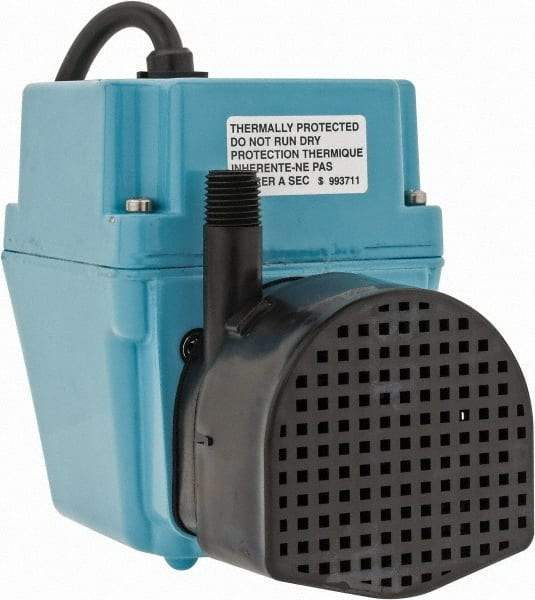 Little Giant Pumps - 1/40 HP, 5.1 psi, Aluminum Miniature Submersible Pump - 3/8 Inch Inlet, 1/4 Inch Outlet, 6 Ft. Long Power Cord, 1.7 Amp - Top Tool & Supply