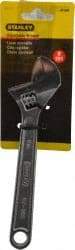 Stanley - 1" Jaw Capacity, 8" Standard Adjustable Wrench - Chrome Vanadium Steel, Chrome Finish, 8-1/8" OAL - Top Tool & Supply