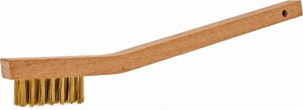 PRO-SOURCE - 3 Rows x 7 Columns Brass Welder Brush - 1-1/2" Brush Length, 7-3/4" OAL, 1/2" Trim Length, Wood Toothbrush Handle - Top Tool & Supply