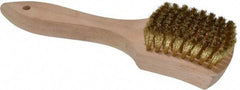 PRO-SOURCE - 5/8" Bristle Length, Brass Scouring Brush - 3" Long x 2-5/8" Wide Head, 8-7/8" OAL, White, Wood Block - Top Tool & Supply