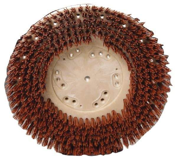 Made in USA - 18" Diam Floor Brush - 16" Machine, 1-1/2" Trim Length, Orange Pad, Nylon - Top Tool & Supply