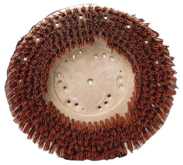 Made in USA - 15" Diam Floor Brush - 13" Machine, 1-1/2" Trim Length, Orange Pad, Nylon - Top Tool & Supply