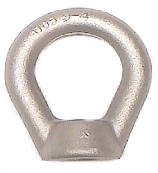 Made in USA - 29,400 Lb Capacity, 1-1/4-7 Thread, Carbon Steel Lifting Eye Nut - Grade C-1045, 6.63" Long x 6-5/8" High, 3-1/2" Inside & 5-1/4" Outside Eye Diam, 3-1/8" Bell/Base Width - Top Tool & Supply