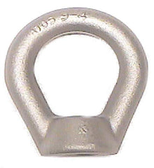 Made in USA - 5,000 Lb Capacity, M18x2.5 Thread, Carbon Steel Heavy Duty Lifting Eye Nut - Grade C-1030, 3" Long x 3" High, 1-1/2" Inside & 2-1/2" Outside Eye Diam, 1-3/8" Bell/Base Width - Top Tool & Supply