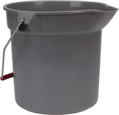 Rubbermaid - 10 Qt, 10-1/4" High, High-Density Polyethylene Round Gray Single Pail with Pour Spout - Handle Included, 10-1/2" Top Diam - Top Tool & Supply