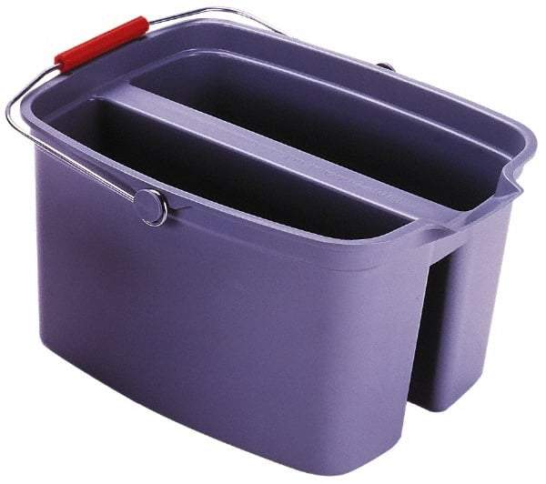 Rubbermaid - 19 Qt Plastic Double Pail - 9" Long x 10" High x 14-1/2" Wide, Gray, Steel Handle - Top Tool & Supply