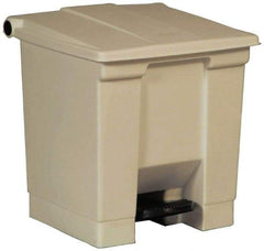 Rubbermaid - 8 Gal Rectangle Unlabeled Trash Can - 17-1/8" High x 16-1/4" Long x 15-3/4" Wide, Beige, High-Density Polyethylene (Base), Polypropylene (Lid) - Top Tool & Supply