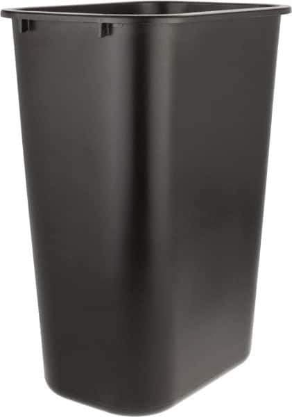 Rubbermaid - 41 Qt Black Rectangle Trash Can - Polyethylene, 19-7/8" High x 15-1/4" Long x 11" Wide - Top Tool & Supply