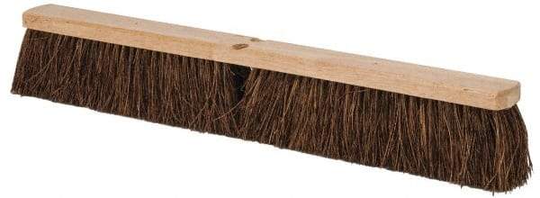 PRO-SOURCE - 16" Rough Surface Palmyra Push Broom - 6-1/4" Bristle Length, Wood Block, Tapered Handle Connection - Top Tool & Supply