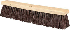 PRO-SOURCE - 18" Heavy Duty Polypropylene Push Broom - 3-1/4" Bristle Length, Wood Block, Threaded Handle Connection, Handle Sold Separately - Top Tool & Supply