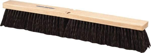 PRO-SOURCE - 24" Heavy Duty Polypropylene Push Broom - 3-1/4" Bristle Length, Wood Block, Threaded Handle Connection, Handle Sold Separately - Top Tool & Supply