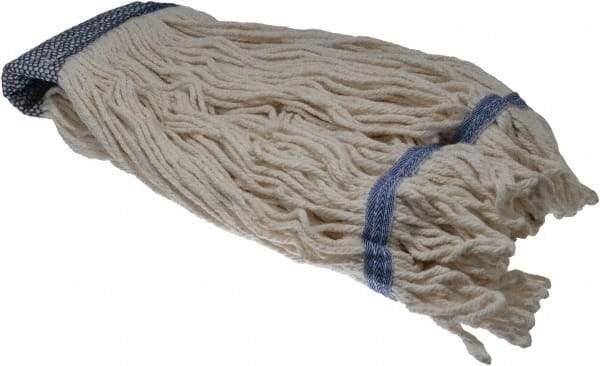 PRO-SOURCE - 5" White Head Band, Large Blended Fiber Large #24 Loop End Mop Head - 4 Ply, Clamp Jaw Connection, Use for General Purpose - Top Tool & Supply