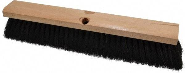 PRO-SOURCE - 16" General Purpose Horsehair Push Broom - 3" Bristle Length, Wood Block, Threaded Handle Connection, Handle Sold Separately - Top Tool & Supply