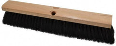 PRO-SOURCE - 16" General Purpose Horsehair Push Broom - 3" Bristle Length, Wood Block, Threaded Handle Connection, Handle Sold Separately - Top Tool & Supply