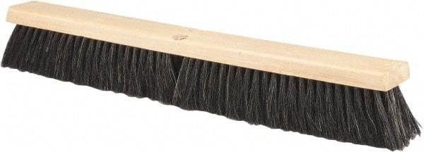 PRO-SOURCE - 24" General Purpose Horsehair Push Broom - 3" Bristle Length, Wood Block, Threaded Handle Connection, Handle Sold Separately - Top Tool & Supply