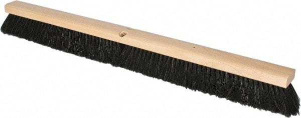 PRO-SOURCE - 36" General Purpose Horsehair Push Broom - 3" Bristle Length, Wood Block, Threaded Handle Connection, Handle Sold Separately - Top Tool & Supply