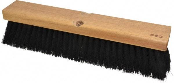 PRO-SOURCE - 14" General Purpose Horsehair Blend Push Broom - 3" Bristle Length, Wood Block, Threaded Handle Connection, Handle Sold Separately - Top Tool & Supply