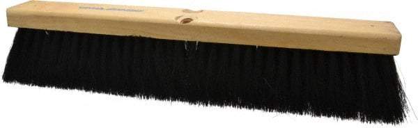 PRO-SOURCE - 18" General Purpose Horsehair Blend Push Broom - 3" Bristle Length, Wood Block, Threaded Handle Connection, Handle Sold Separately - Top Tool & Supply