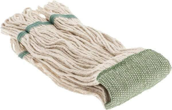 PRO-SOURCE - 5" Green Head Band, Small Cotton Loop End Mop Head - 4 Ply, Clamp Jaw Connection, Use for General Purpose - Top Tool & Supply