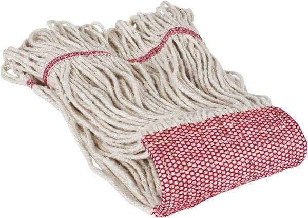 PRO-SOURCE - 5" Red Head Band, Medium Cotton Loop End Mop Head - 4 Ply, Clamp Jaw Connection, Use for General Purpose - Top Tool & Supply