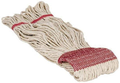 PRO-SOURCE - 5" Red Head Band, Large Cotton Loop End Mop Head - 4 Ply, Clamp Jaw Connection, Use for General Purpose - Top Tool & Supply