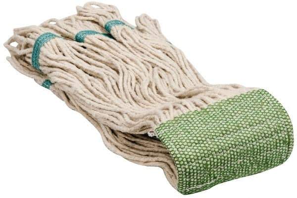 PRO-SOURCE - 5" Green Head Band, Large Cotton Loop End Mop Head - 4 Ply, Clamp Jaw Connection, Use for Finishing - Top Tool & Supply