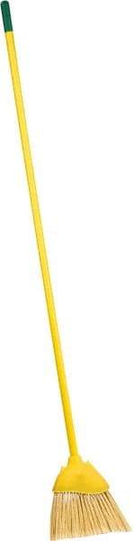 PRO-SOURCE - 8" Wide, Yellow Polypropylene Bristles, Vinyl-Coated Metal Handle, Angled Broom - Flagged, Water Resistant - Top Tool & Supply