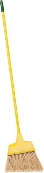 PRO-SOURCE - 12" Wide, Yellow Polypropylene Bristles, Vinyl-Coated Metal Handle, Angled Broom - Flagged, Water Resistant - Top Tool & Supply