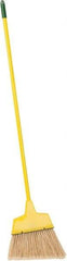 PRO-SOURCE - 12" Wide, Yellow Polypropylene Bristles, Vinyl-Coated Metal Handle, Angled Broom - Flagged, Water Resistant - Top Tool & Supply