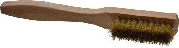 PRO-SOURCE - 8" OAL, Brass Utility Brush - 5/8" Bristle Length, 1-1/2" Long x 1/2" Wide Head, Straight Hardwood Handle - Top Tool & Supply