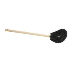 Made in USA - 15" OAL Toilet Bowl Brush - Nylon Bristles, 15" Wood Handle, Black - Top Tool & Supply