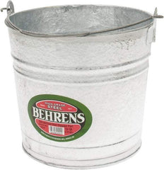 PRO-SOURCE - 10 Qt, 10-1/4" High, Galvanized Steel Round Gray Single Pail - Handle Included, 11" Top Diam - Top Tool & Supply