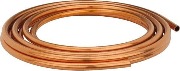 Mueller Industries - 20' Long, 1/2" OD x 3/8" ID, Copper Seamless Tube - 0.035" Wall Thickness, 0.198 Ft/Lb - Top Tool & Supply