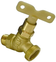 B&K Mueller - 1/2" Pipe, 125 psi WOG Rating, Brass Hose Bibb, Stop Valve - Loose Key Handle, MNPT x GHT End Connections - Top Tool & Supply