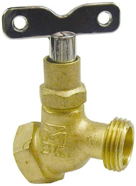 B&K Mueller - 1/2" Pipe, 125 psi WOG Rating, Brass Hose Bibb, Stop Valve - Loose Key Handle, FNPT x GHT End Connections - Top Tool & Supply