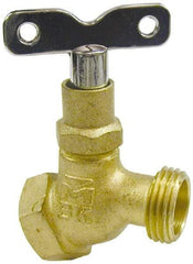 B&K Mueller - 3/4" Pipe, 125 psi WOG Rating, Brass Hose Bibb, Stop Valve - Loose Key Handle, FNPT x GHT End Connections - Top Tool & Supply